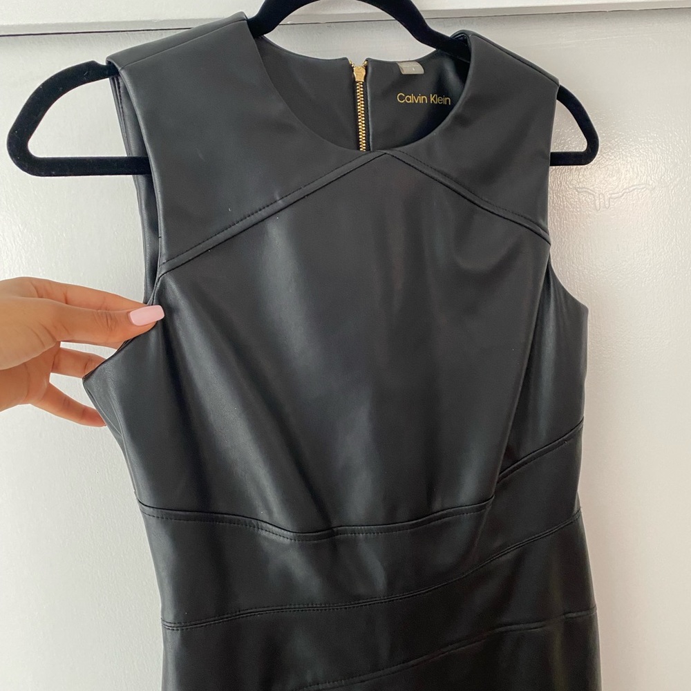 Classy Calvin Klein Dress | Sexy & Chic Black Leather Design (New / Never Worn)